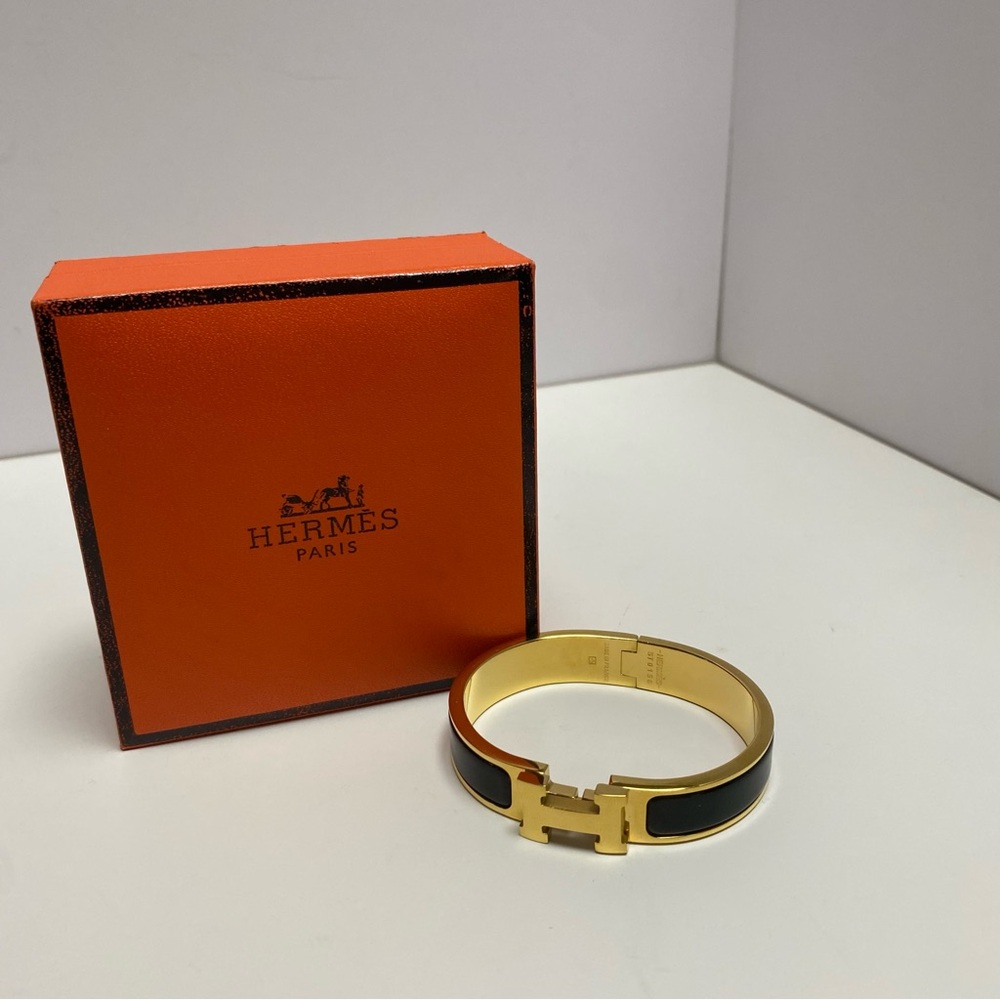 Hermes Black and Orange Bracelet with Modern Cuff Design🎉🍇🍁✨